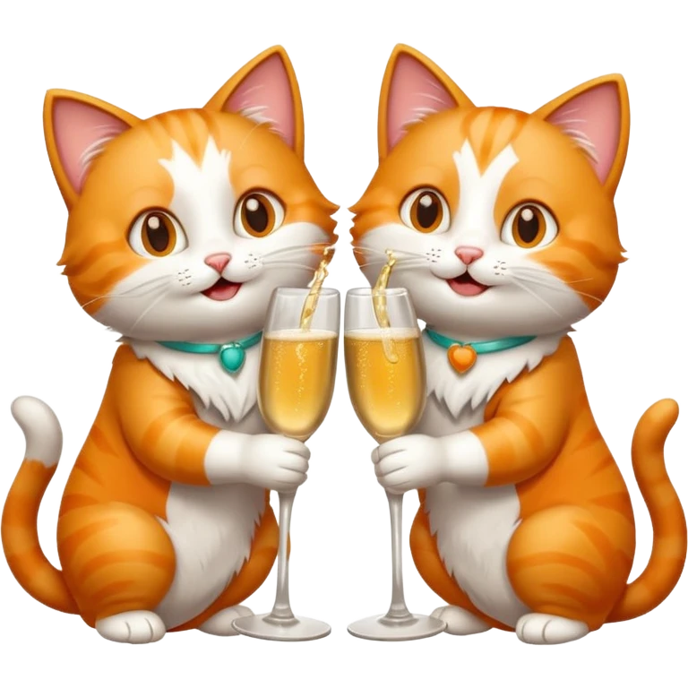 2 happy cats drinking champagne emoji