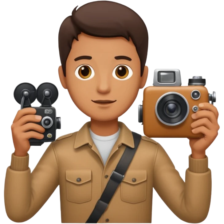 man hold film Camera ,on his shoulder emoji