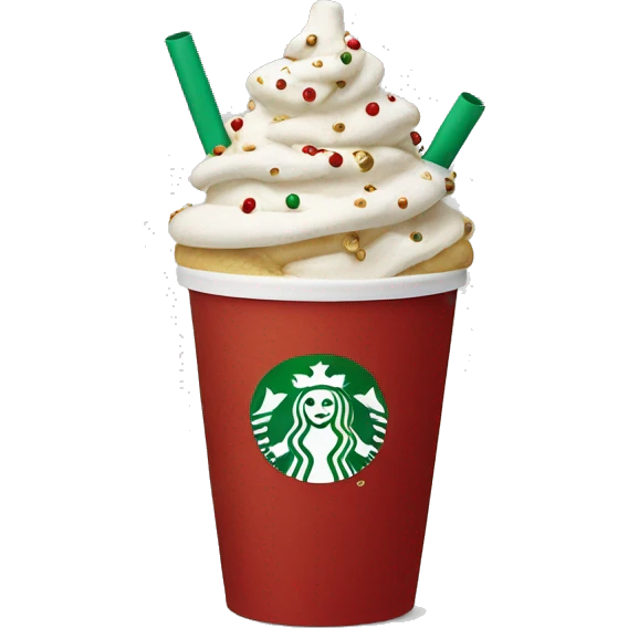 Starbucks cup Christmas theme emoji