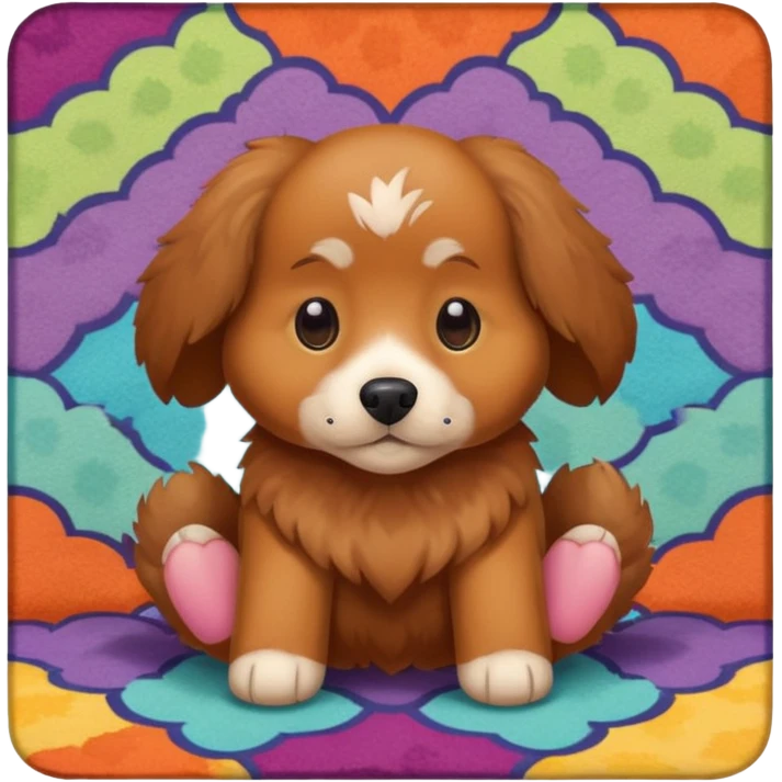 Make a cute brown tuged dog i a carpet emoji