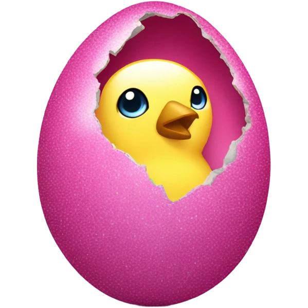 Pink sparkly chick inside of cracked egg emoji