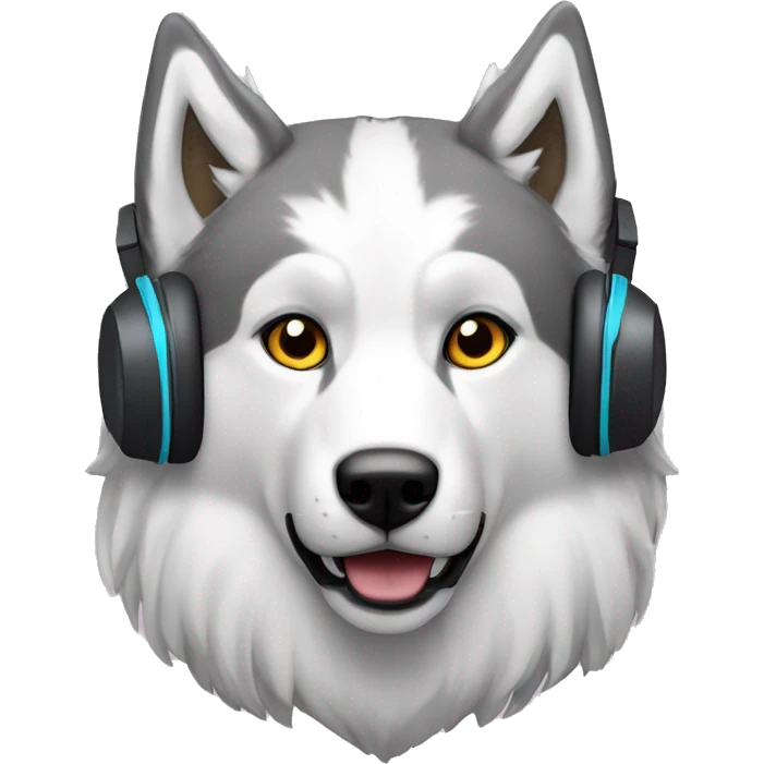 Lobo siberiano con  audifonos emoji