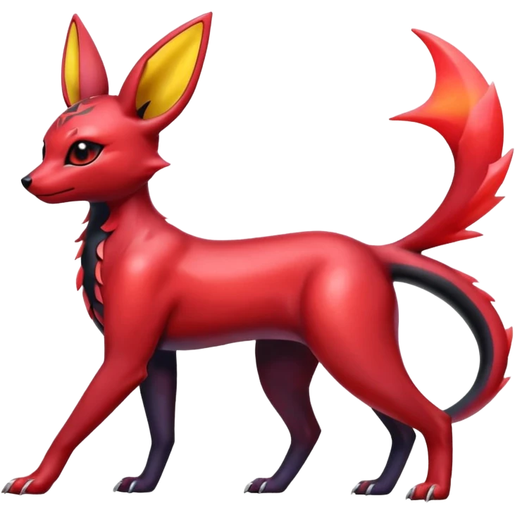  Shiny red iridescent Umbreon-Salandit-Jolteon-fusion emoji