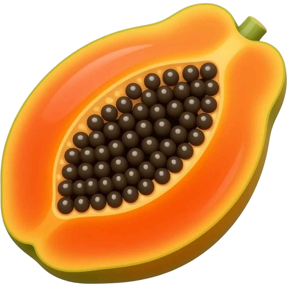 a papaya, polished semi-realistic rendering, highly saturated orange colors with smooth gradients emoji