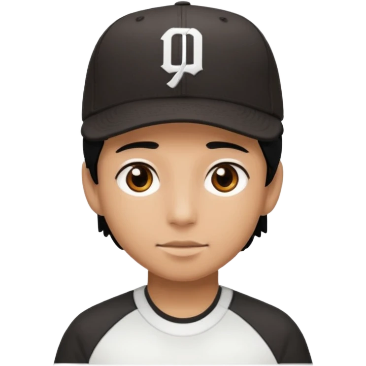 Create a person wearing a white New Era cap, with black hair and brown eyes.
 emoji