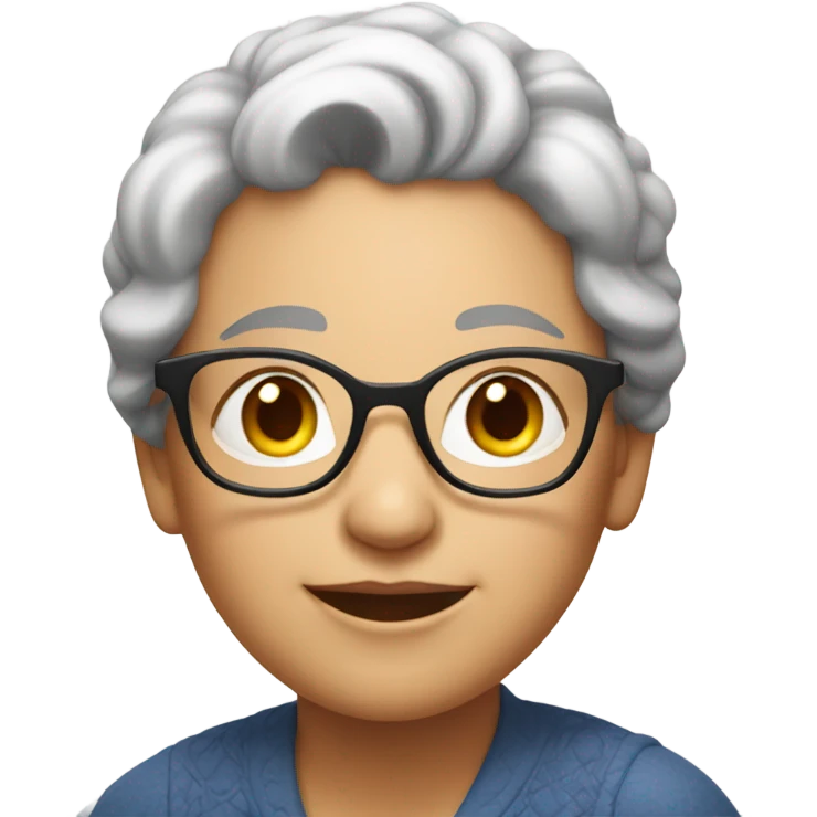 smiling young grandma with glasses indoors emoji