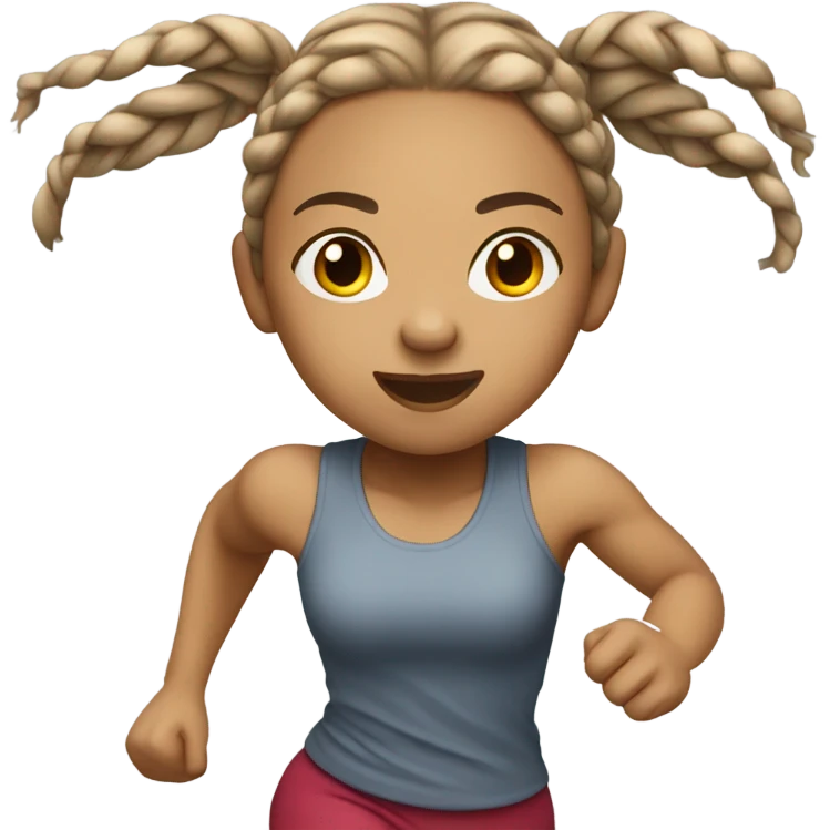 Light skin girl with long braids running  emoji