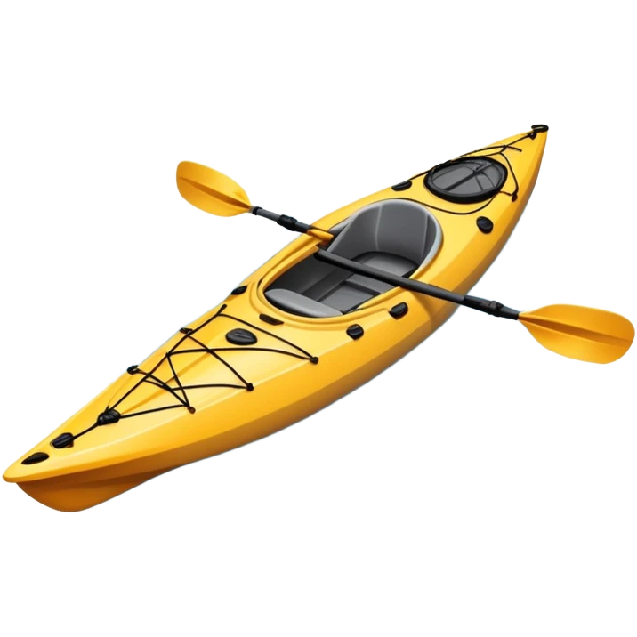 An icon showing a close-up of a sleek kayak with double-bladed paddles gliding through water. Splashes surround the boat as it cuts across a calm surface, symbolizing speed and focus. Transparent background emphasizes the dynamic and personal nature of kayak paddling. emoji