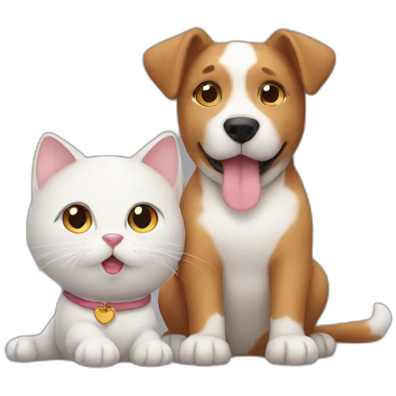 cat and dog love emoji