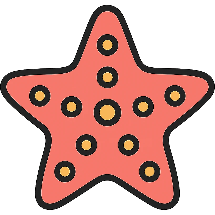 colorful starfish icon with coral pink color and bold outline emoji
