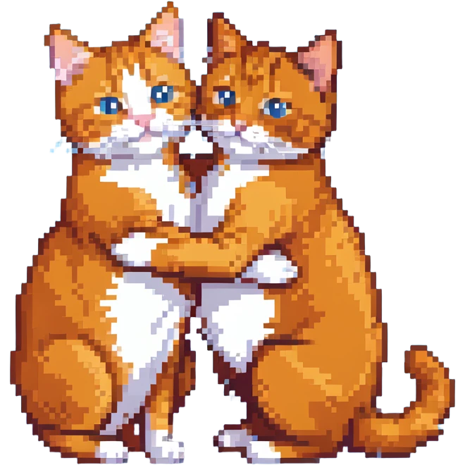 two ginger cats hugging, cozy atmosphere emoji