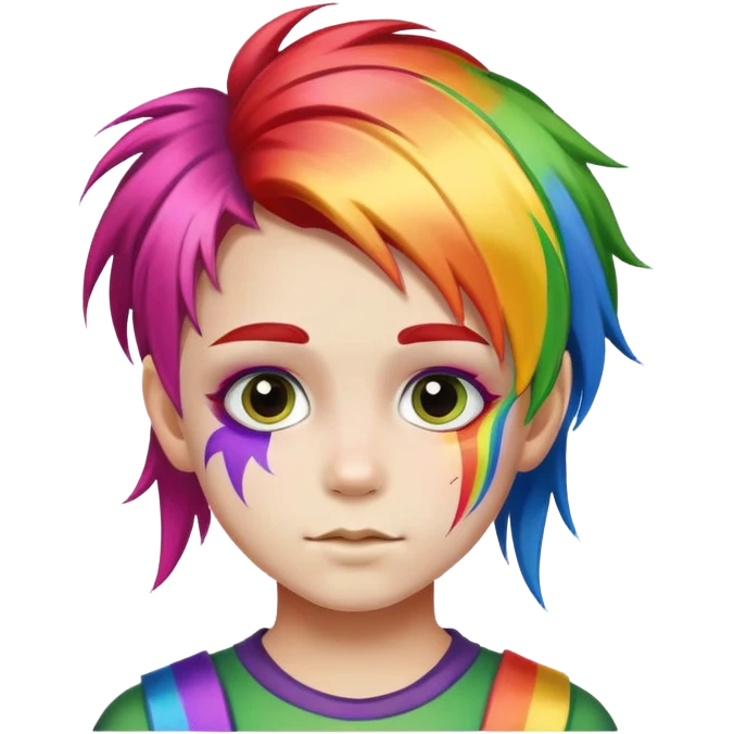 kid with rainbow hair and face paint emoji