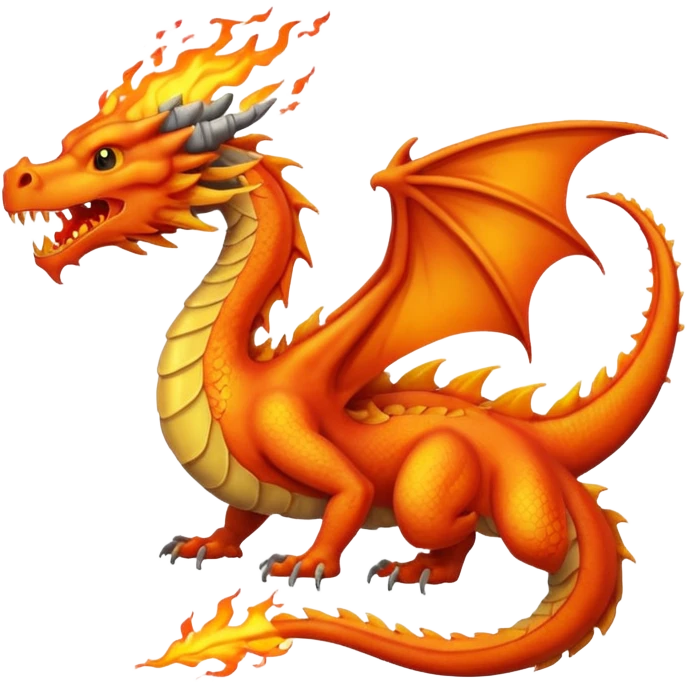 dragon with fire and ash emoji
