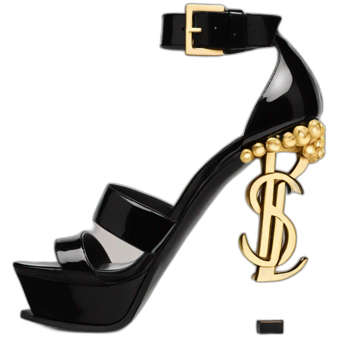 Ysl TRIBUTE heel SANDAL black PATENT LEATHER emoji