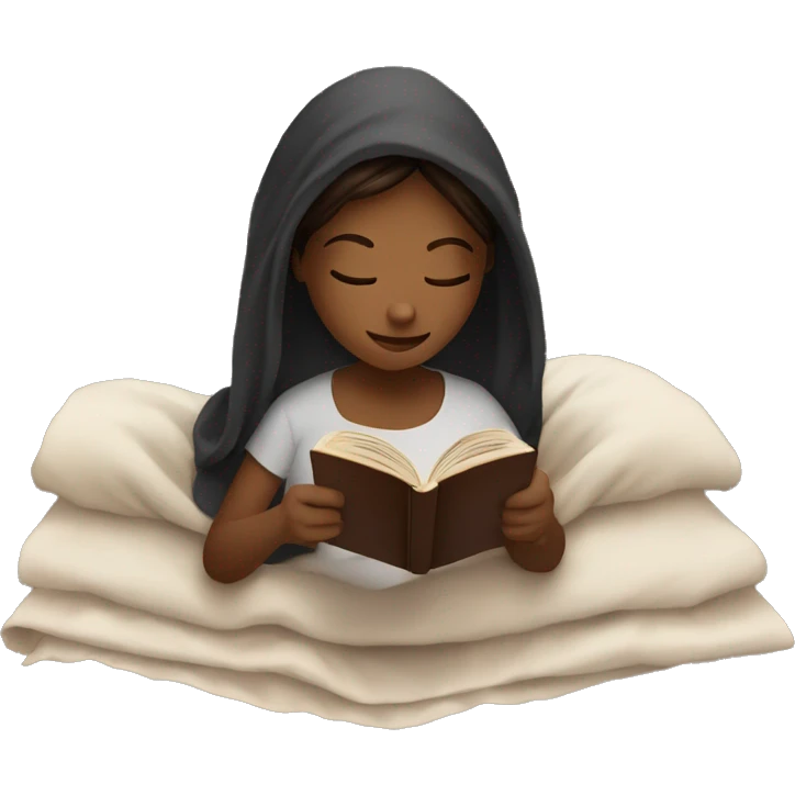 Girl reading a book under a blanket with coffee in her hands emoji