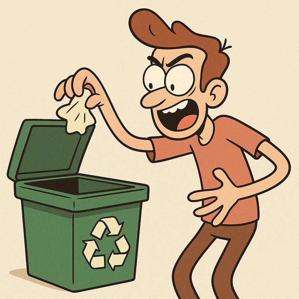 green recycle bin, western animation cartoon style, exaggerated features emoji