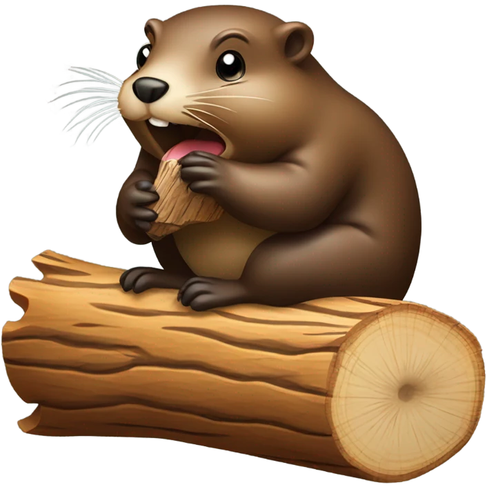 Beaver eating a piece of wood. emoji