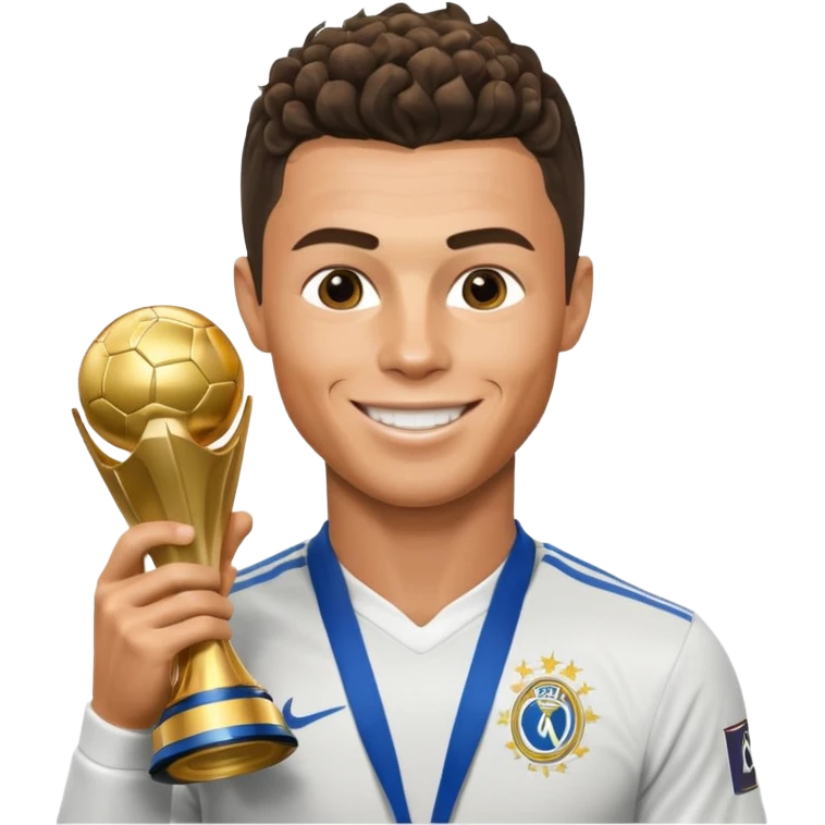 Cristiano Ronaldo holfing the champions league with noodle hair a bit longer noodle hair emoji