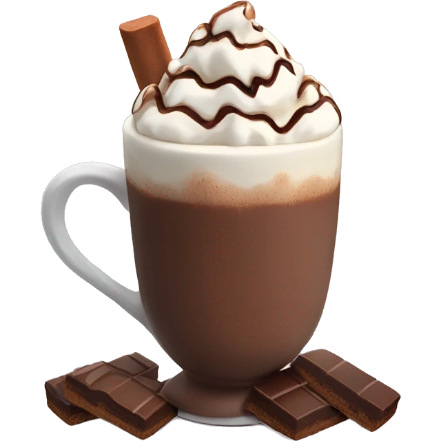 hot chocolate with cream marshmallows and chocolate on top emoji