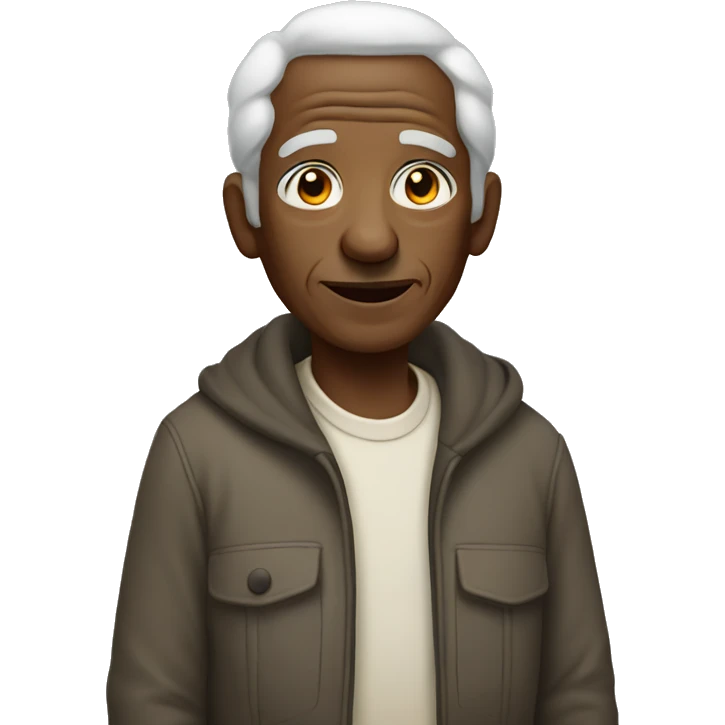 An  elderly  black  man  is  dressed  in  cotton  clothing. emoji
