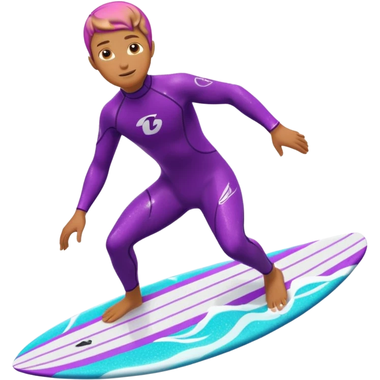 glitter surfer purple surf in wave ocean cian emoji