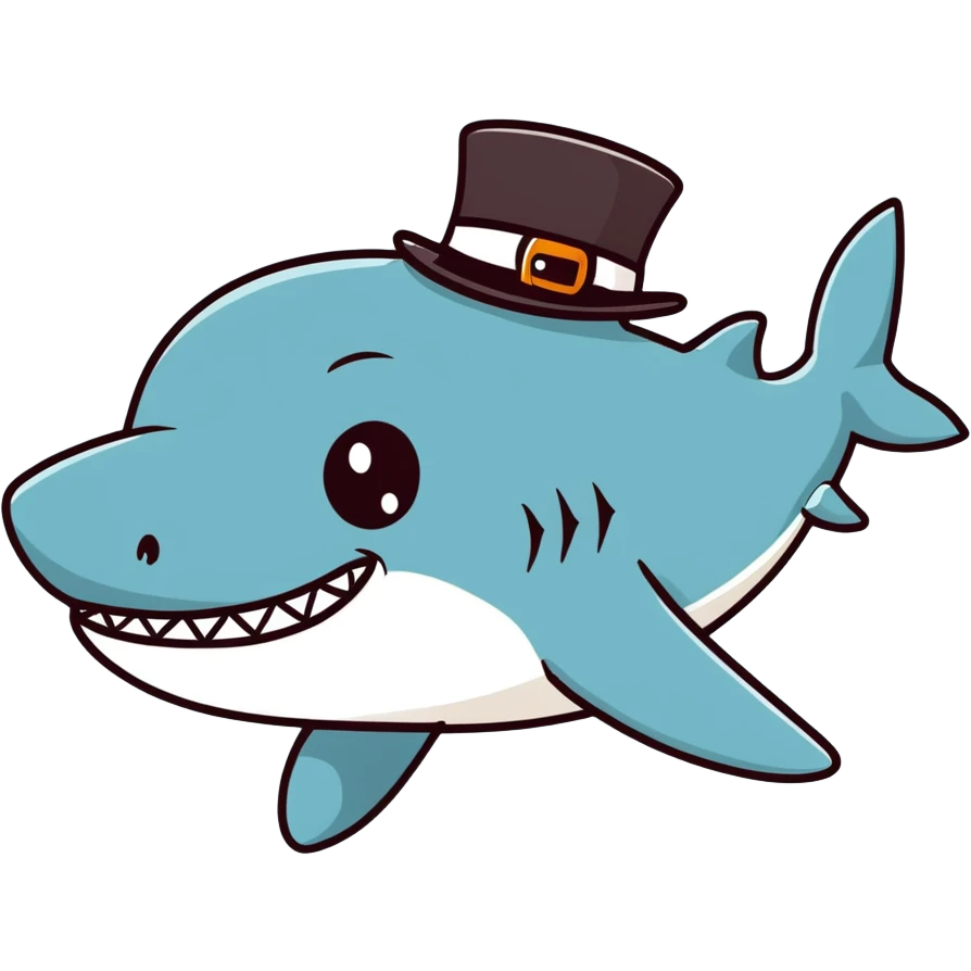 Shark with a top hat emoji