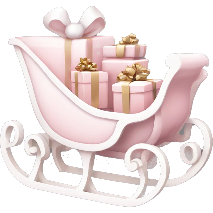 pale pink and white christma sleigh with gifts emoji