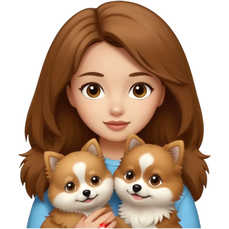 light-skinned-girl-with-brown-hair-and-brown-eyes-petting-pomeranian emoji