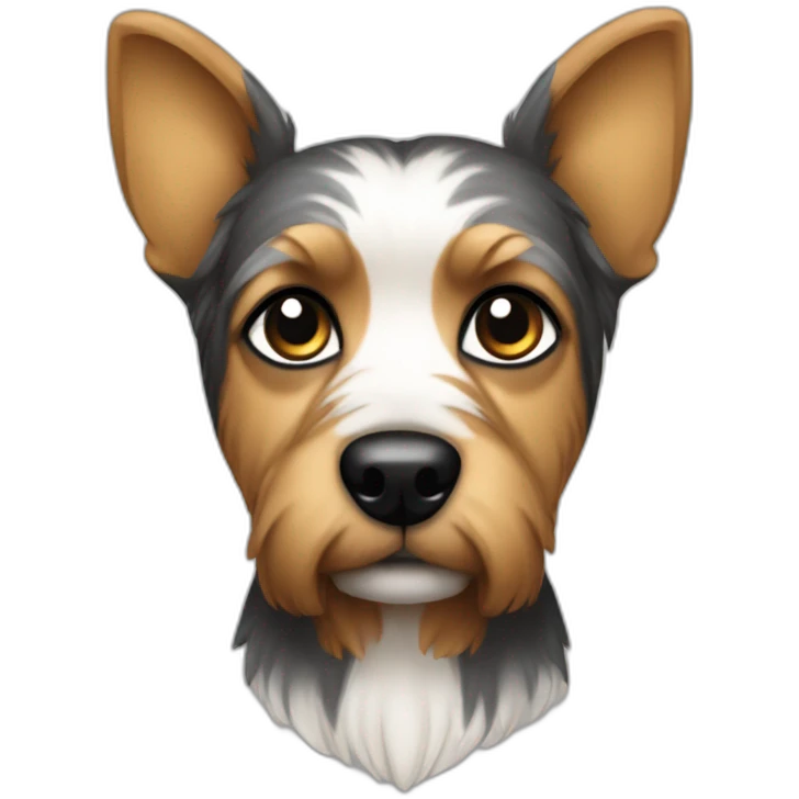 Yorkshire dog with silver pointed ears and black eyes emoji