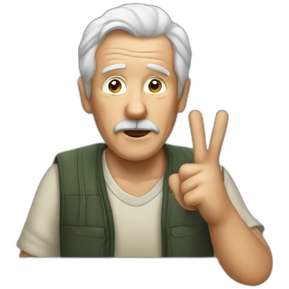 an old guy giving the middle finger emoji