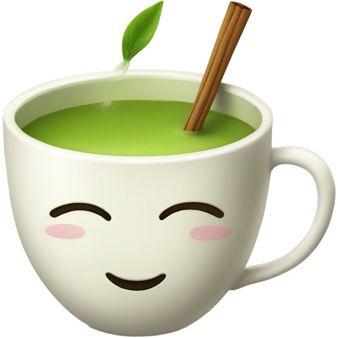Matcha tea in a cup with a pink ribbon  emoji