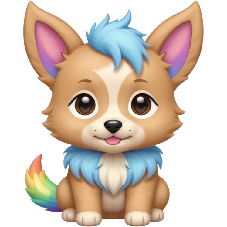 Pastel rainbow chibi cute baby doggy pointy ears  emoji