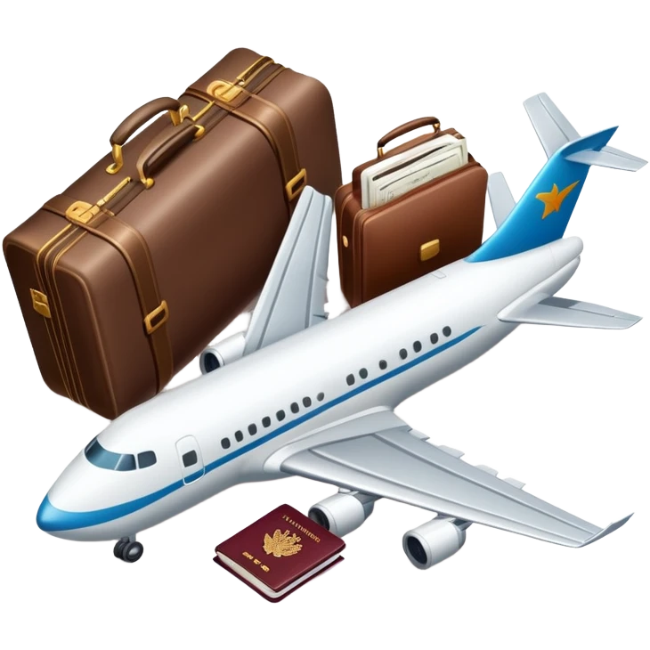 airplane with luggage and passport emoji
