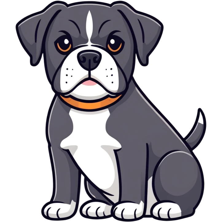 Black boxer dog with an underbite emoji