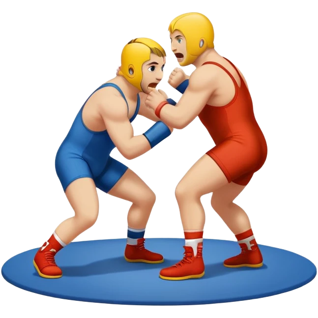 Funny wrestling fight near emoji