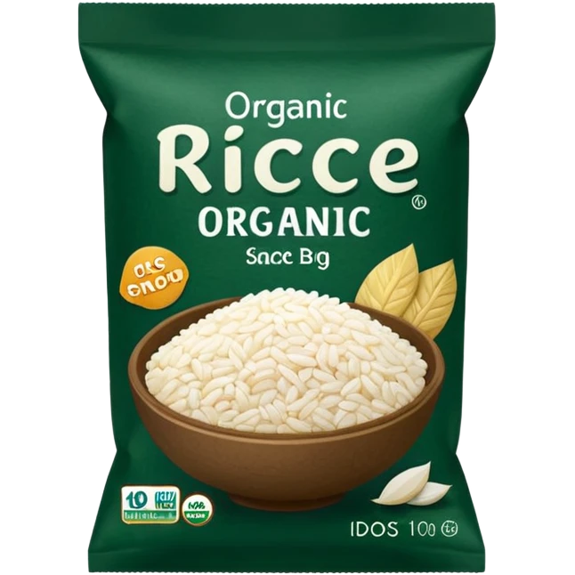 dark green organic white rice snack bag emoji