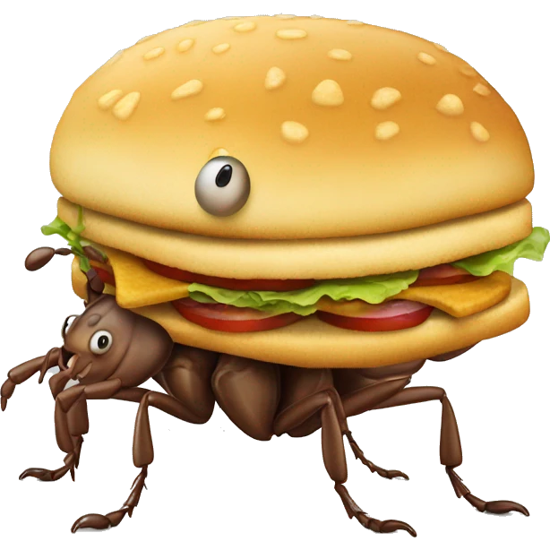 cockroach from spongebob holding a burger emoji