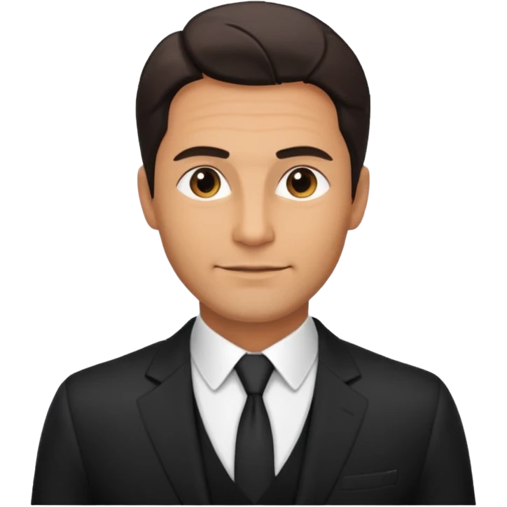 A very handsome successful man in his 40s. Day hair. Wearing black  Looks like a lawyer. emoji