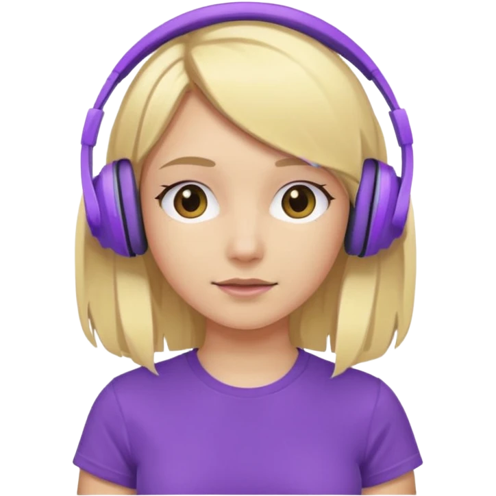 blonde girl with purple headphones and tshirt  emoji