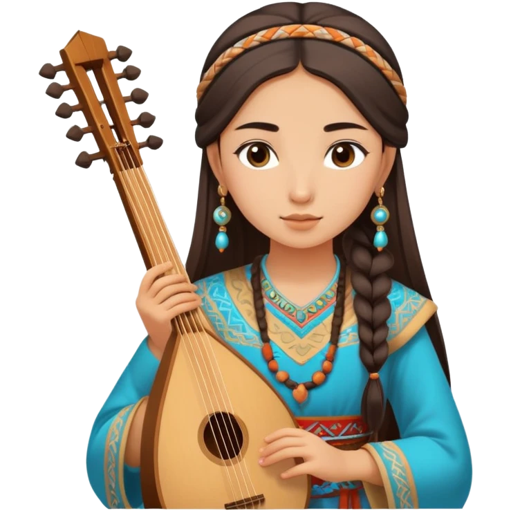 A Turkic girl with an ancient stringed musical instrument. In Turkic folk clothes emoji