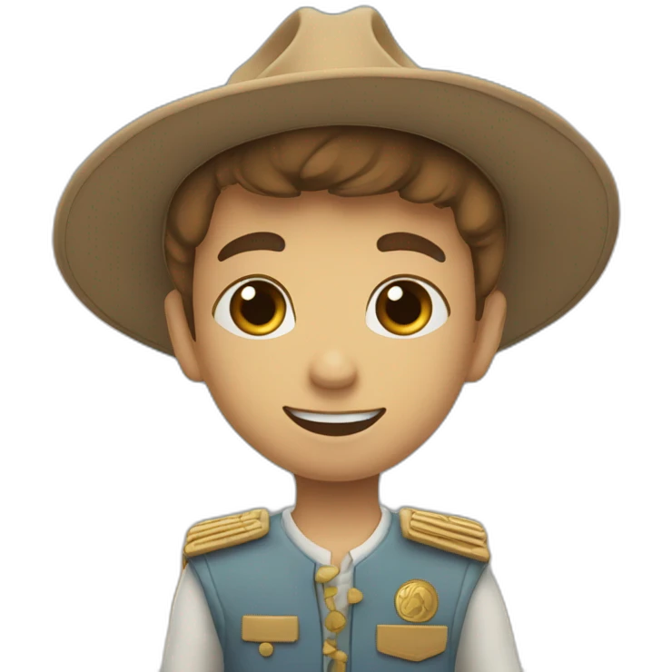 un garçon mettant ça tête entre son épaule en qui pointent ces deux bras vers le ciel emoji