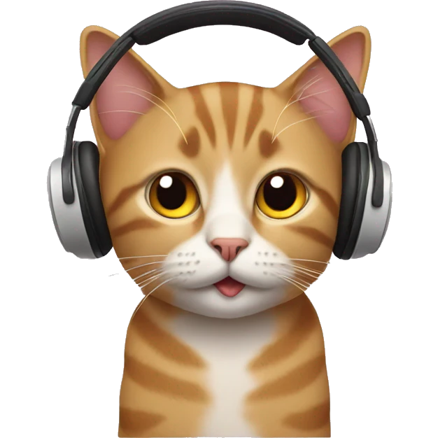 Cat listening to music emoji