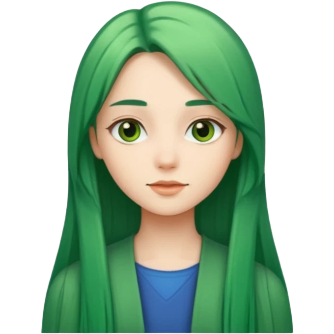 Girl with long straight green hair emoji