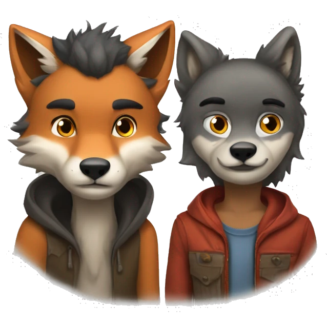 A fox and a wolf I love emoji