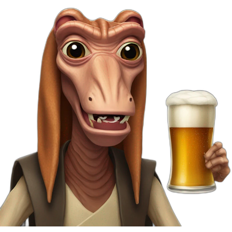 Jar jar binks With a beer  emoji