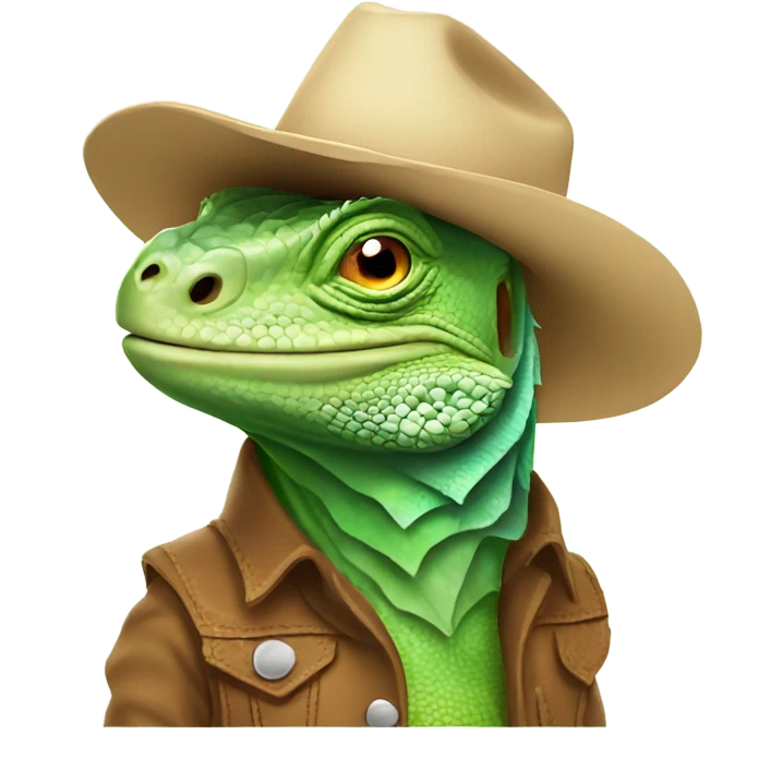 Iguana wearing cowboy hat emoji