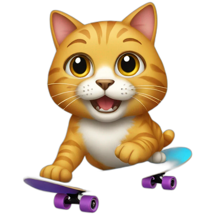 huge cat riding a skateboard emoji