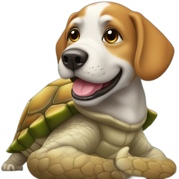 Un chien sur une tortue emoji