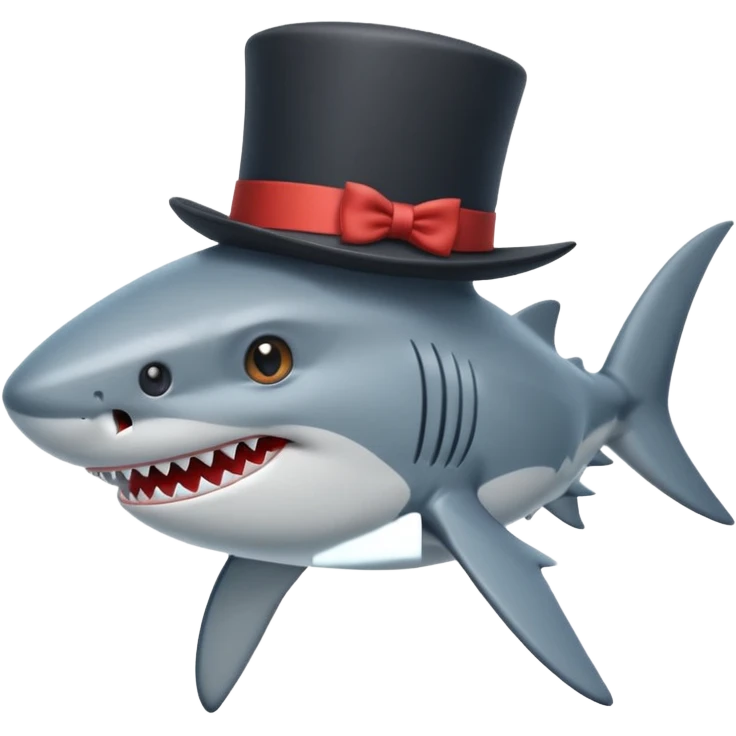 Shark with a top hat emoji