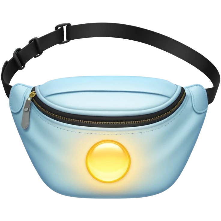 Opened bum bag, showing a bright glowing light emoji